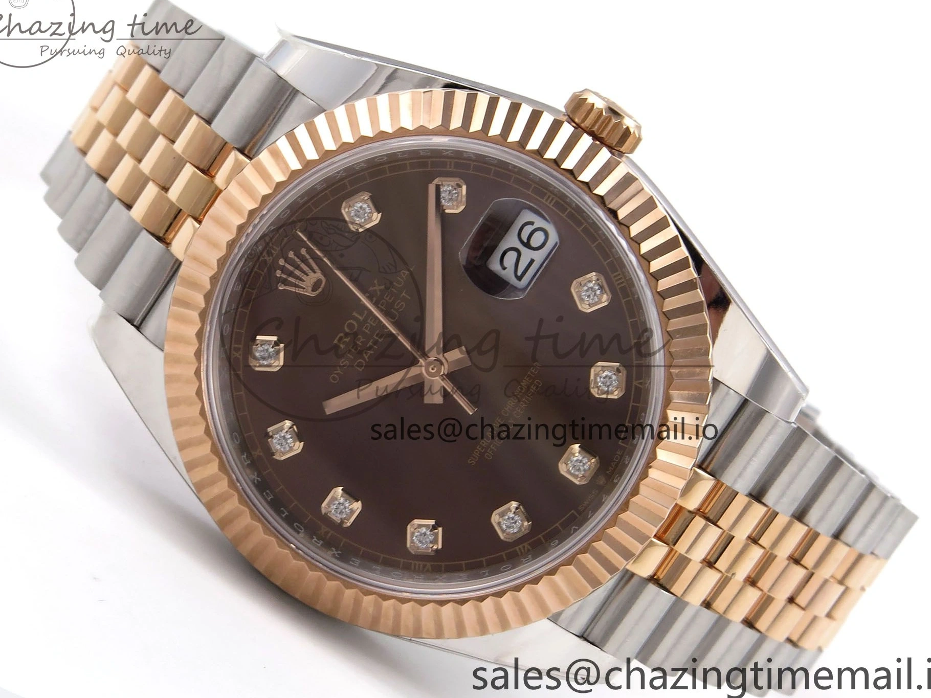 Good Copy Rolex Watches SH3235（Gain ARF Edition 126331 SS Brown DateJust Bracelet 1111 on RG Jubilee 1:1 41 Diamonds 904L Best Thermal Steel Weight） Dial 1230